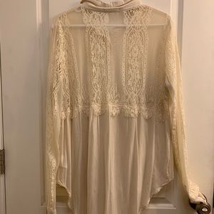 Cream lace button down